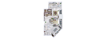 a floor plan of a house with a bedroom and a living room