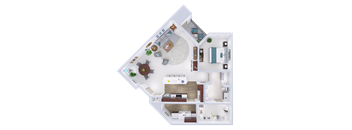 a floor plan of a house with a bedroom and a living room