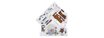 a 3d drawing of a floor plan of a house