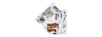a floor plan of a house with a bedroom and a bathroom