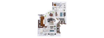 a floor plan of a house with bedrooms and a living room