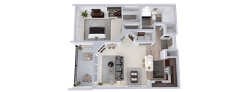 Floor plan of a two bedroom apartment