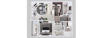 Floor plan of a 1 bedroom apartment