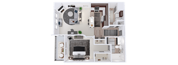 a floor plan of a house with a bedroom and a living room