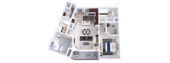 a 3d floor plan of a house