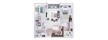 a floor plan of a house with a bedroom and a living room