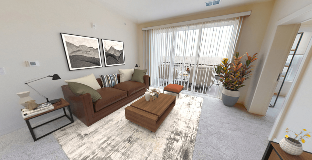 a living room with a couch and a coffee table