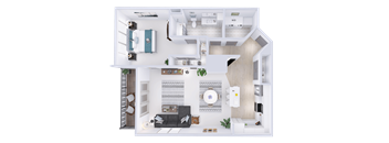 a floor plan of a house with a bedroom and a living room