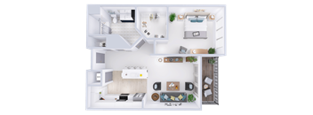 a 3d drawing of a floor plan of a house