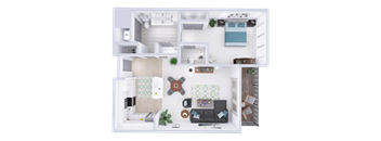 a floor plan of a house with a bedroom and a living room