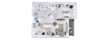 a floor plan of a house with a bedroom and a living room