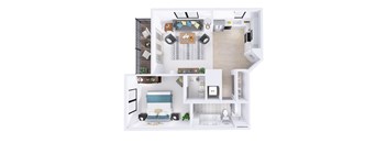 a floor plan of a house with a bedroom and a living room