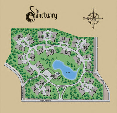 a site map of a community with a compass