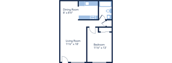 700 Square-Feet 1 bed 1 bath floor plan at Fernwood Grove Apartments, Tampa, FL, 33614