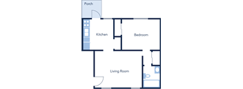 700 Square-Feet 1 bed 1 bath floor plan at The Flats at Seminole Heights, Florida
