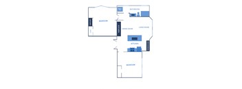 a floor plan of a house with a bedroom and a living room
