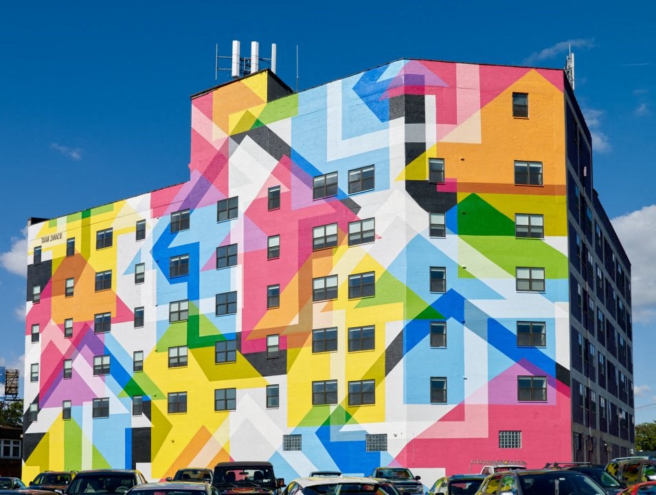 the mural on the side of a building