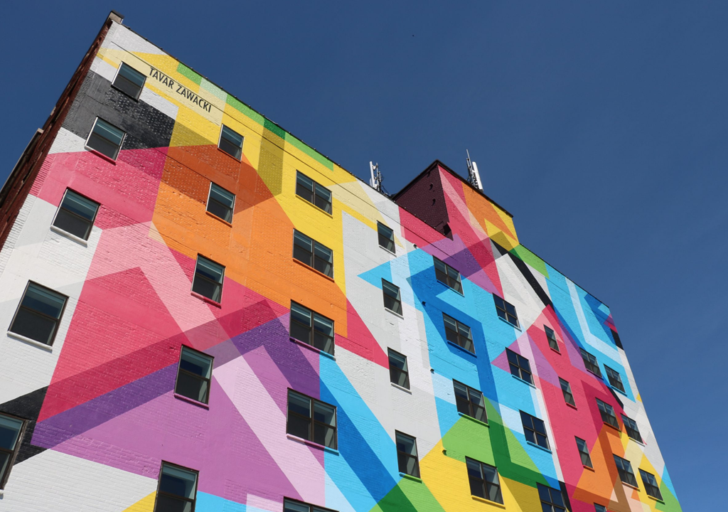 a mural on the side of a building