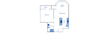 a floor plan of a living room with a dining room