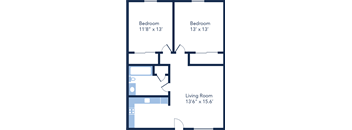 920 Square-Feet 2 bed 1 bath floor plan at Fernwood Grove Apartments, Tampa, FL