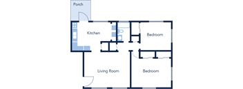 900 Square-Feet 2 bed 1 bath floor plan at The Flats at Seminole Heights, Tampa