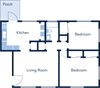 2 bed 1 bath floor plan 900 Square-Feet 2 bed 1 bath floor plan at The Flats at Seminole Heights, Tampa