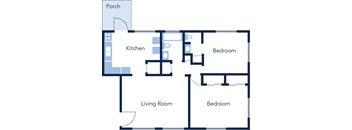 900 SF 2 bed 1.5 bath floor plan at The Flats at Seminole Heights, Florida, 33603