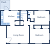 2 bed 1.5 bath floor plan 900 SF 2 bed 1.5 bath floor plan at The Flats at Seminole Heights, Florida, 33603