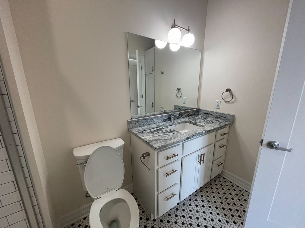 a bathroom with a toilet and a sink and a mirror