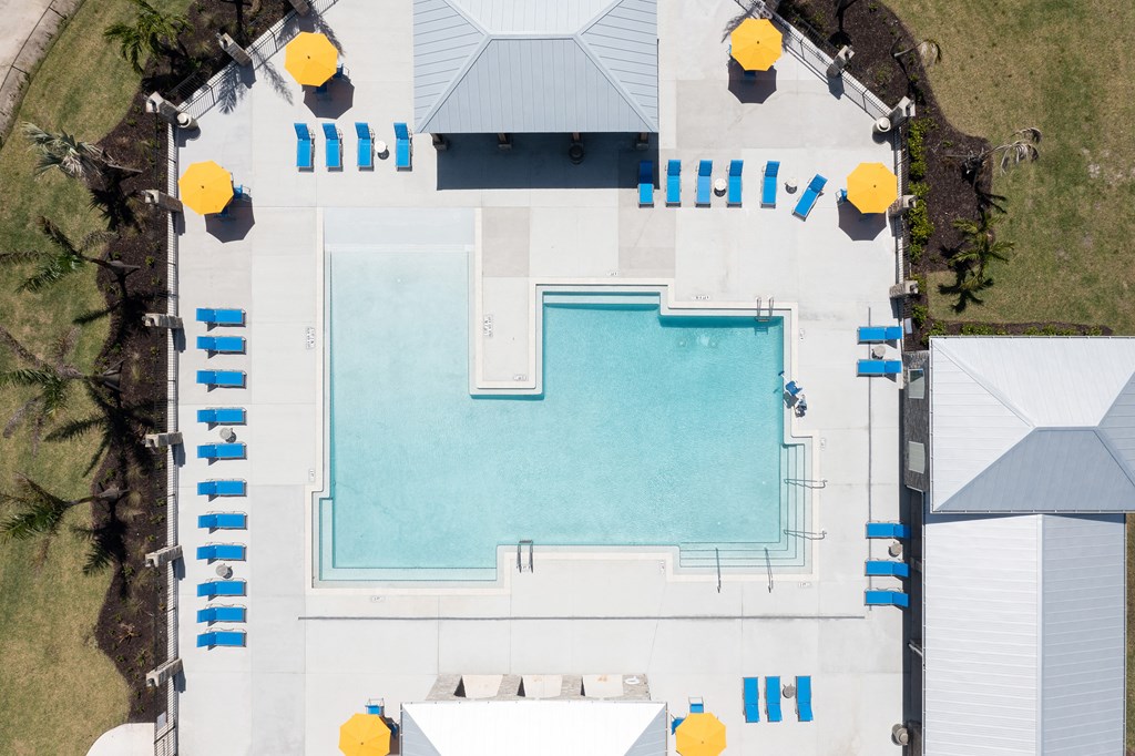 Aerial pool view at Cocoa Grand Apartments in Cocoa FL 32926