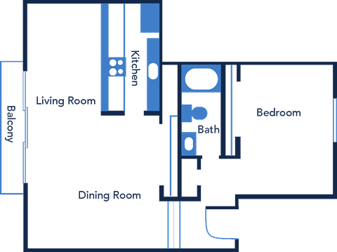 One Bedroom Cordova Floorplan at The Residences at Soho in Tampa, FL
