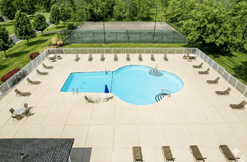 Aerial Pool View at Willowbrooke Apartments & Townhomes, Brockport, New York