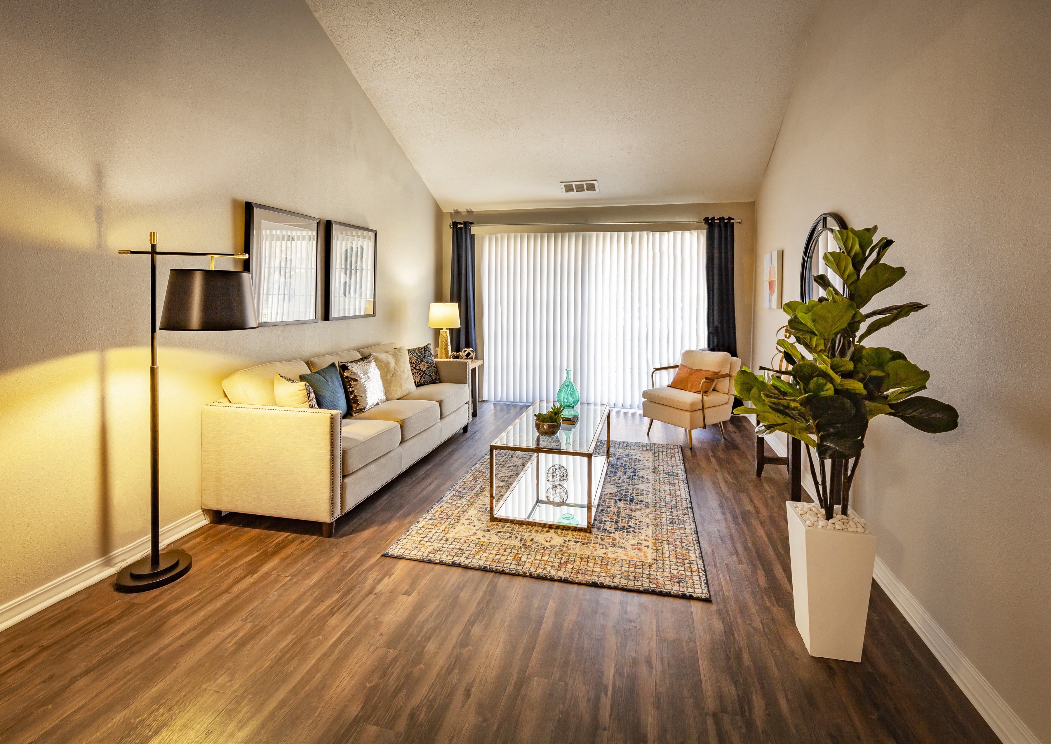Wood Floor Living Room at Castle Point Apartments, South Bend