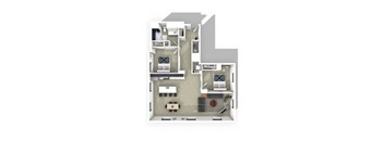 2 bed 1 bath G at The Annex Apartment, New York, 14222