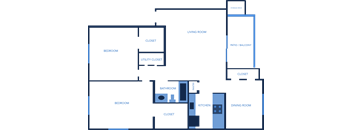 Two Bedroom, One Bathroom 965 Sq Ft Apartment Home at Captiva Club Apartments in Tampa, Florida