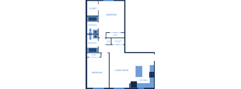 Two Bedroom, Two Bathroom 961 Sq Ft Duchess Floorplan at Captiva Club Apartments in Tampa, FL