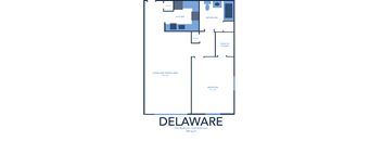 1 bed 1 bath Delaware Floor Plan at CenterPointe Apartments and Townhomes in Canandaigua NY