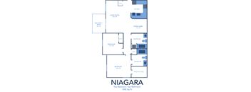 2 bed 2 bath A Niagara Floor Plan at CenterPointe Apartments and Townhomes in Canandaigua NY 14424