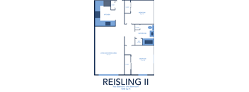 2 bed 1 bath A Reisling Floor Plan at Centerpointe Apartments, Canandaigua, NY