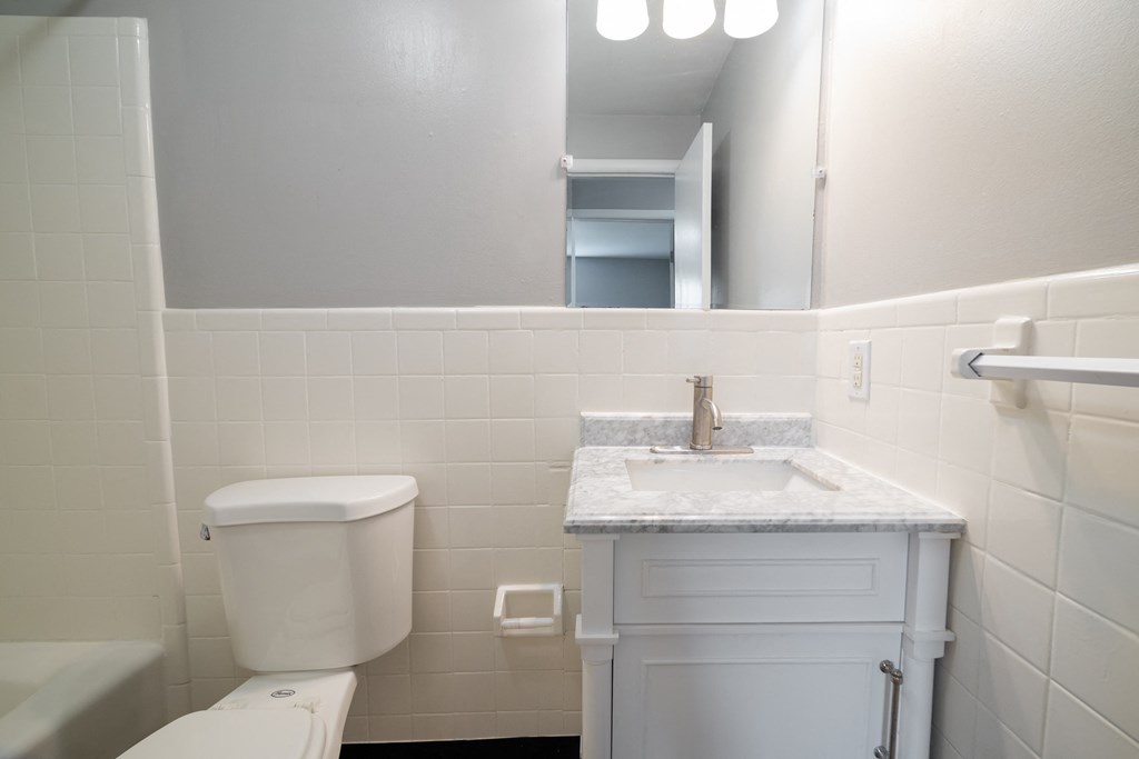 Bathroom with vanity and toilet area at Willowbrooke Apartments & Townhomes at 396 Willowbrooke Drive in Brockport, NY 14420