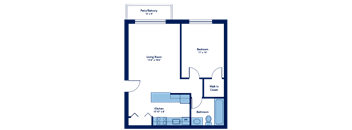 650 Square-Foot Iris (1) 1 Bedroom 1 Bath Floor Plan at Woodland Ridge, Woodridge