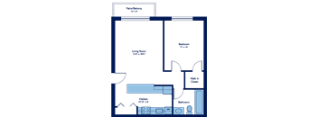 650 Sq-Ft Lily 1 Bedroom 1 Bath Floor Plan at Woodland Ridge, Illinois
