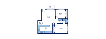 800 Square-Foot Orchid 2 Bedroom 1 Bath Floor Plan at Woodland Ridge, Woodridge, IL, 60517