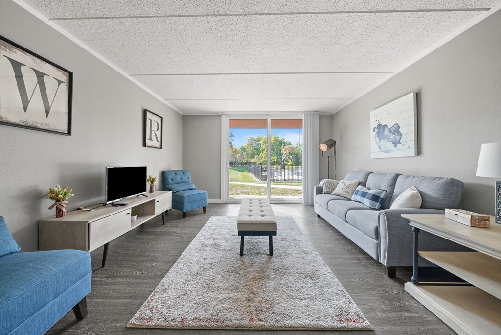 Renovated Living Room decor at Woodland Ridge Apartments in Woodridge, IL