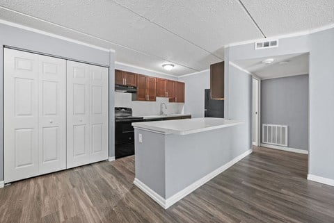 Renovated Kitchen with appliances at Woodland Ridge Apartments in Woodridge, IL