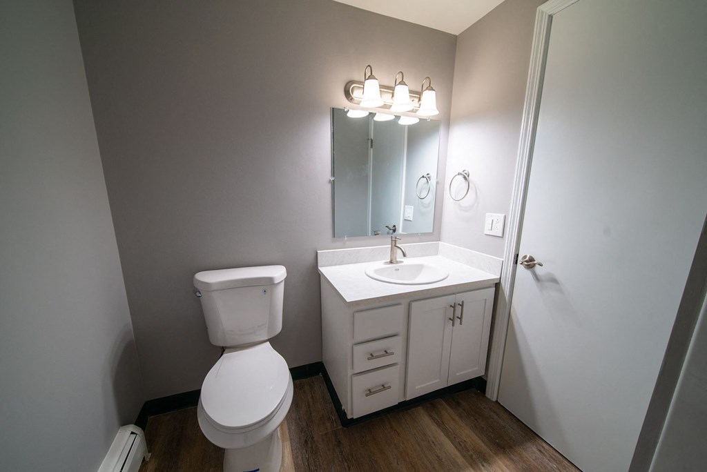 Renovated Apartment Home Bathroom at  Lincoln Square Apartments at 4055 Knoll Drive in Hamburg, NY