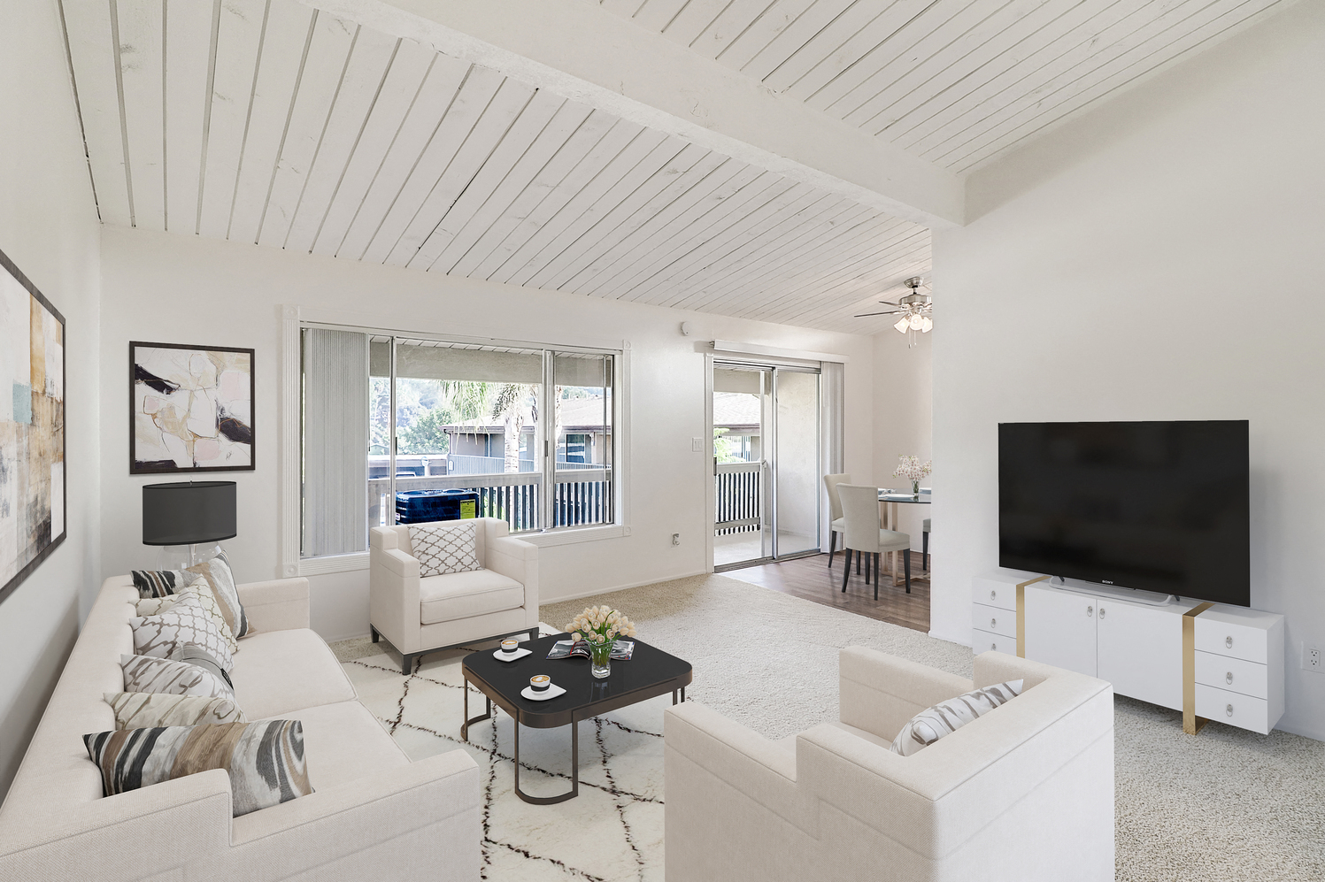 Living room area with furniture in a one bedroom at Idylwood area