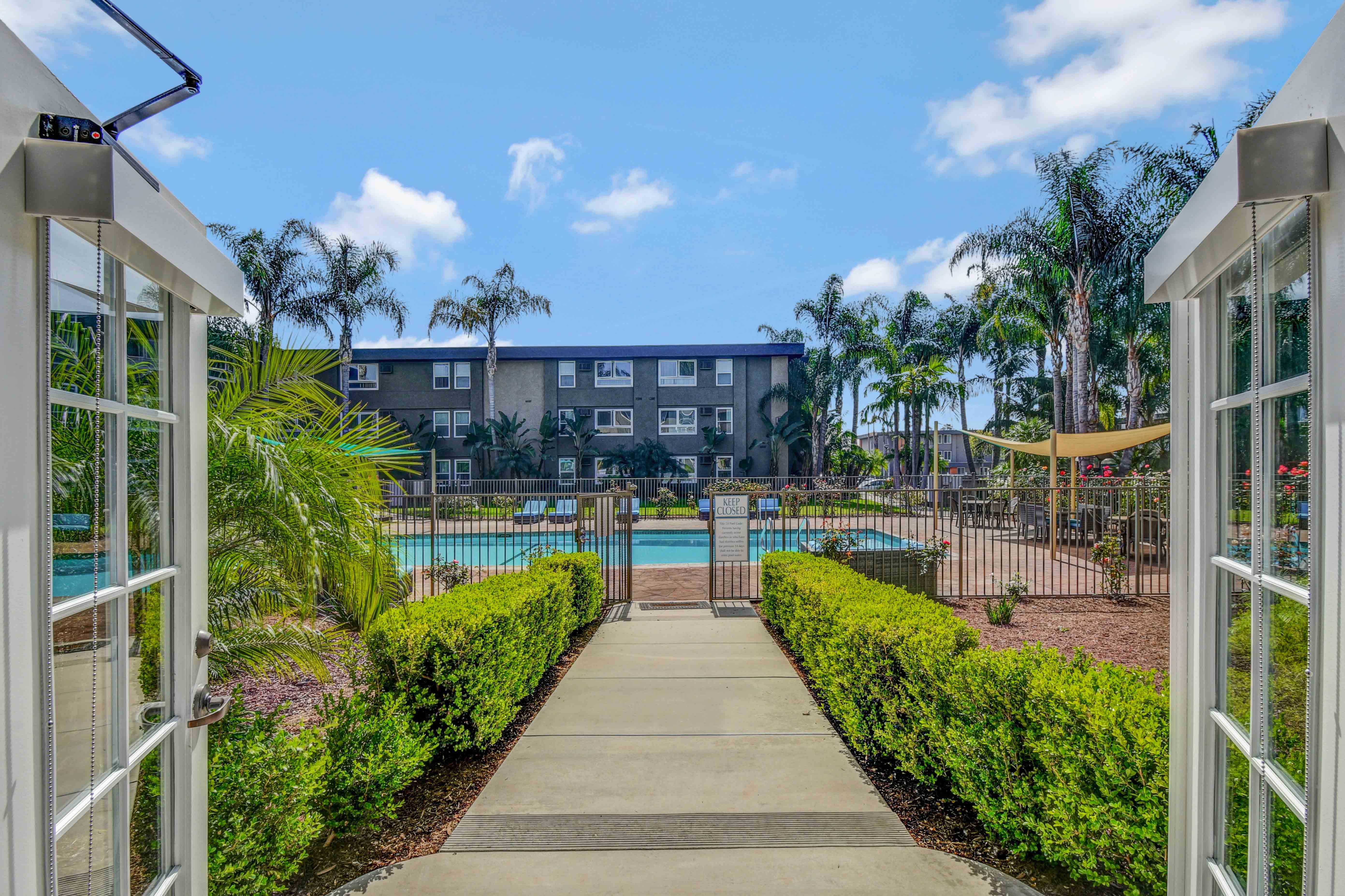 Walkway to pool from the recreation room