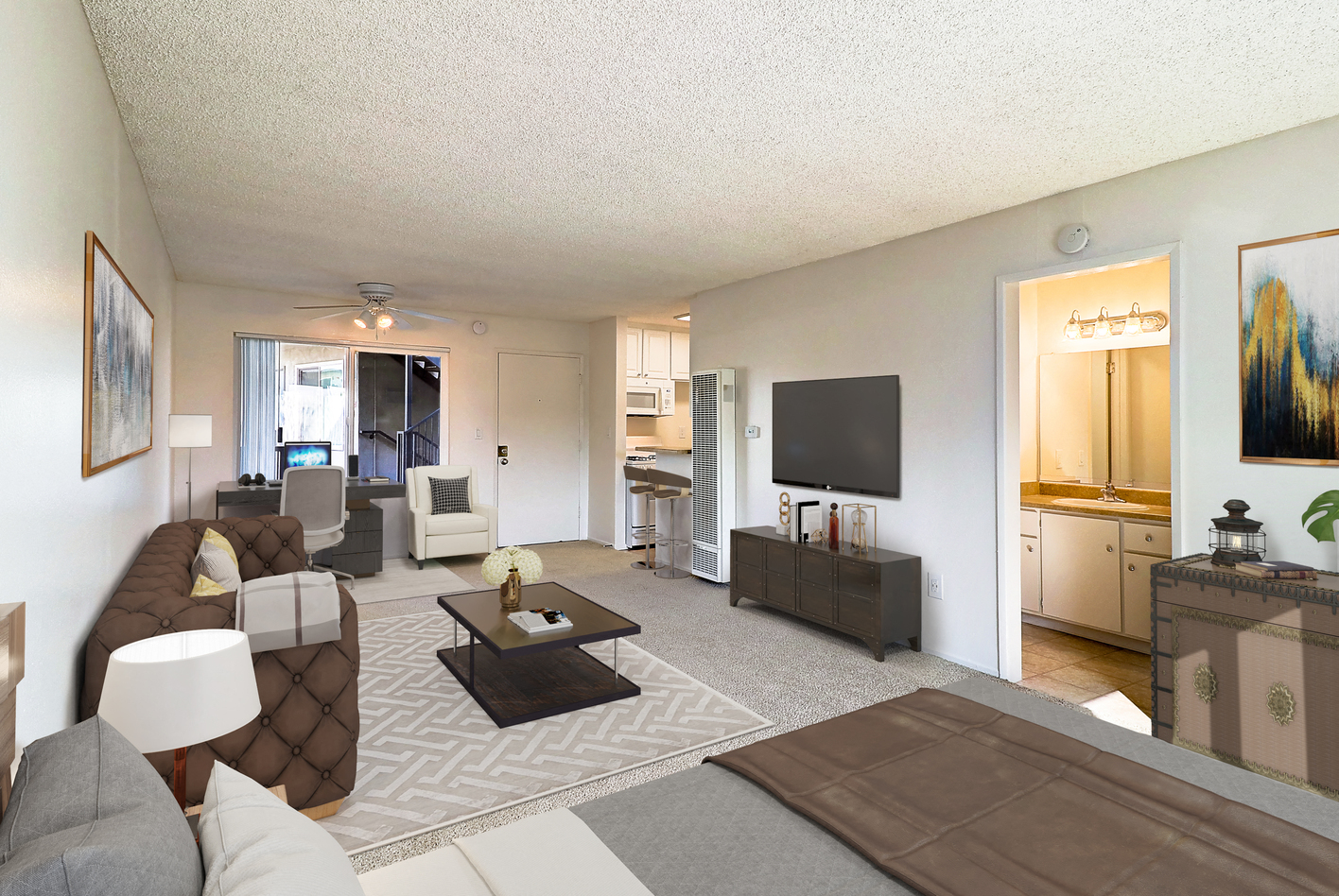 Studio layout at Moonraker Apartments