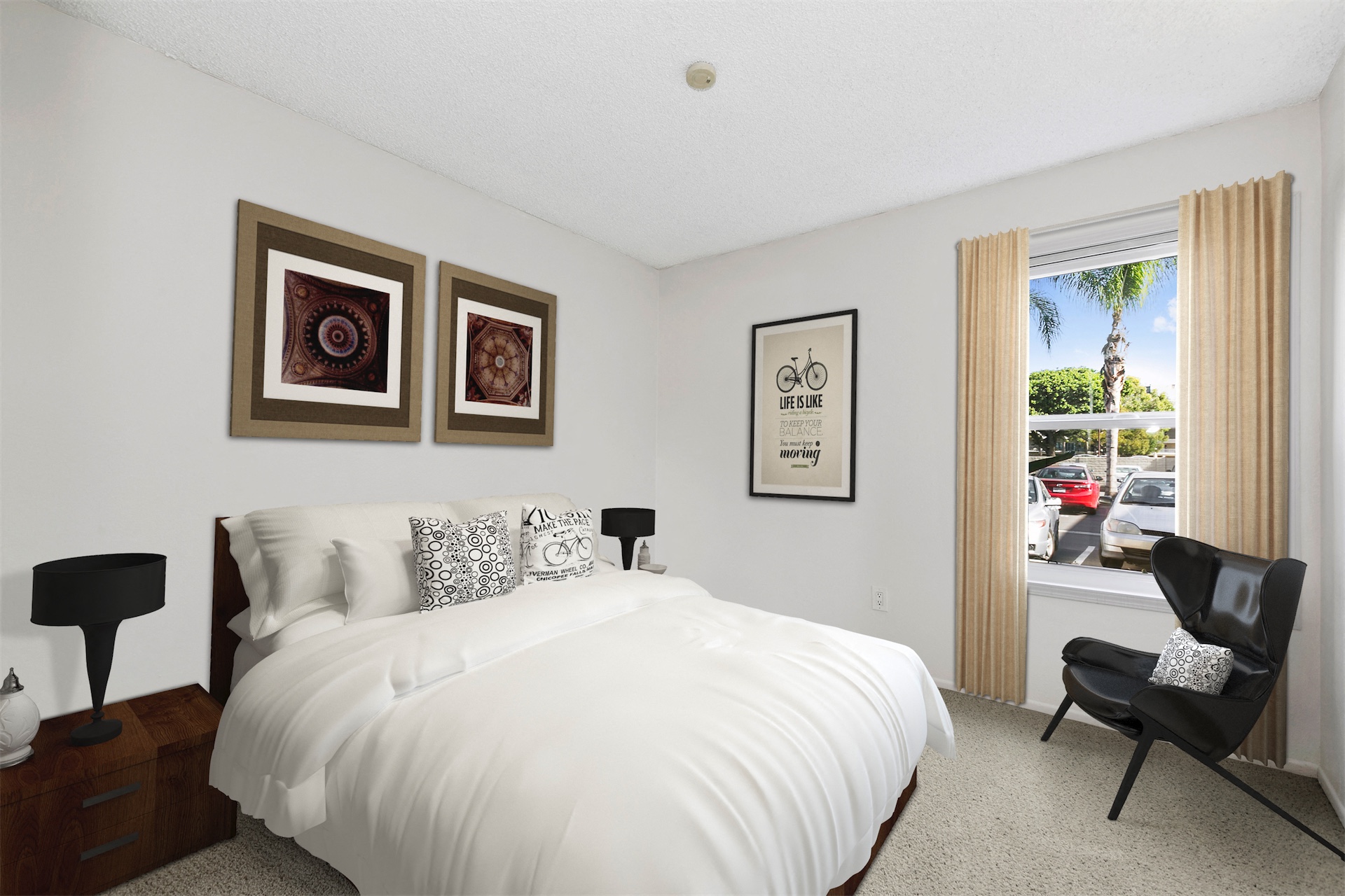 Nutwood East Bedroom with vfurniture and view of the window
